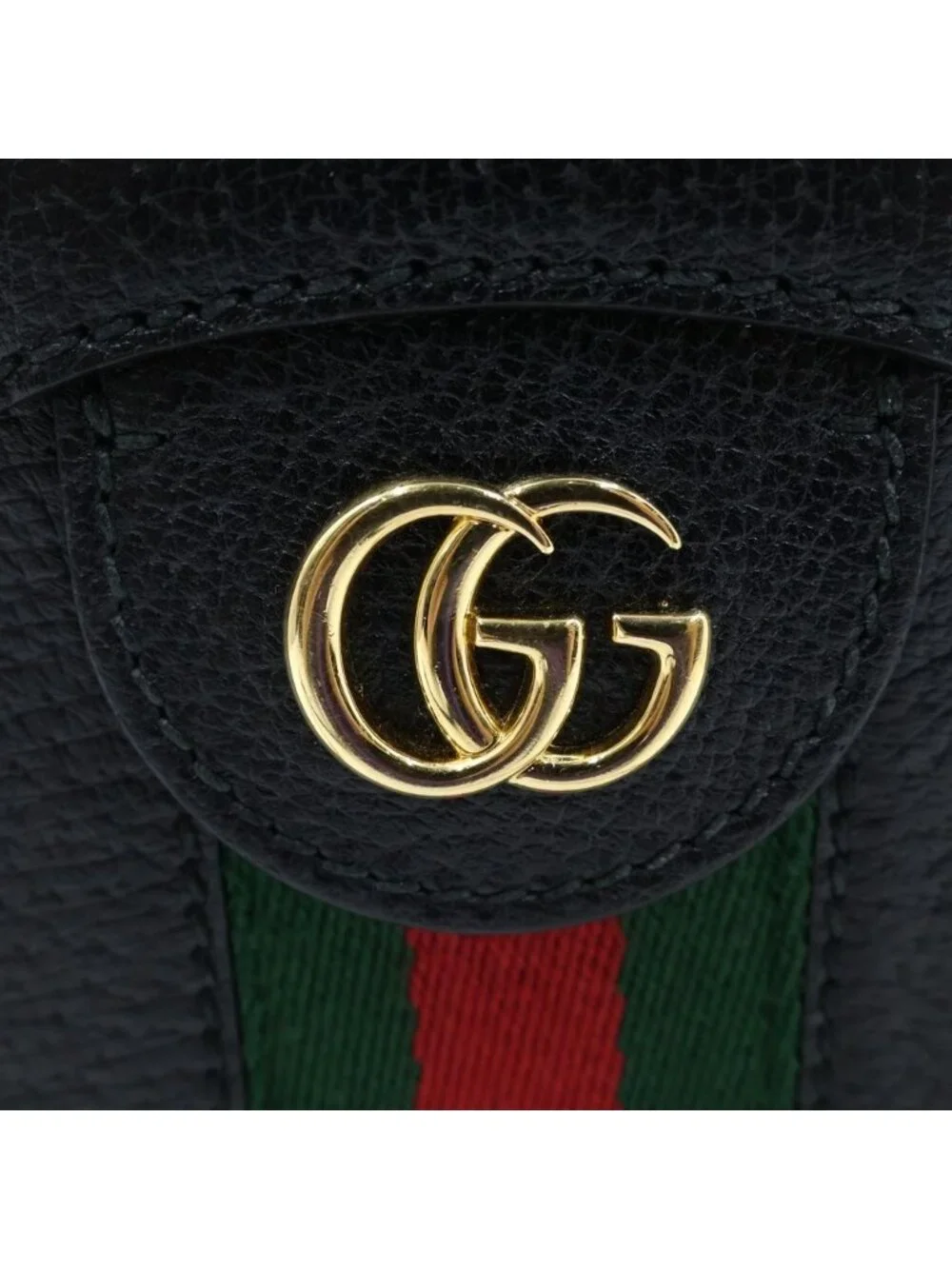 Gucci Ophidia GG Mini Round Shoulder Bag Black Canvas Leather